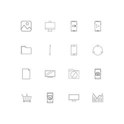 network and database simple linear icons set vector image