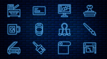 set line plotter paint brush computer monitor vector image