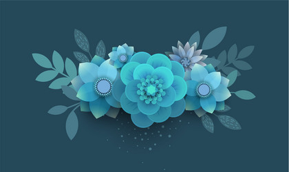 Bouquet of paper flowers blue vector