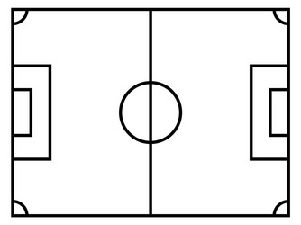 Soccer field simple black and white top down view vector