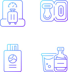 Tourist baggage for travel gradient linear icons vector