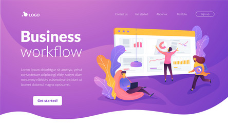 Workflow landing page template vector