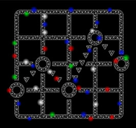 bright mesh 2d dotted line grid plot with flash vector image