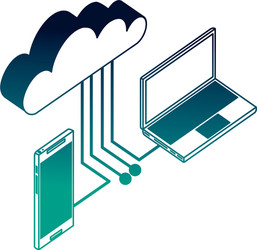cloud computing with smartphone and computer vector image