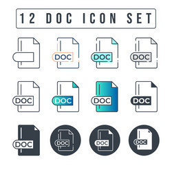 DOC File Icon Set - Document Format vector image