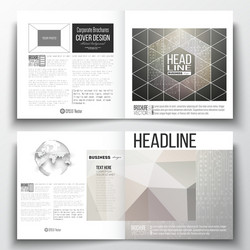 set of square design brochure template microchip vector