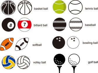 Sports Balls Line Icons - Minimalist Set Vector Image