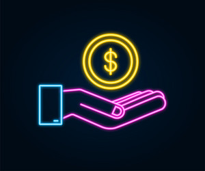 Neon Dollar Hand Icon vector image
