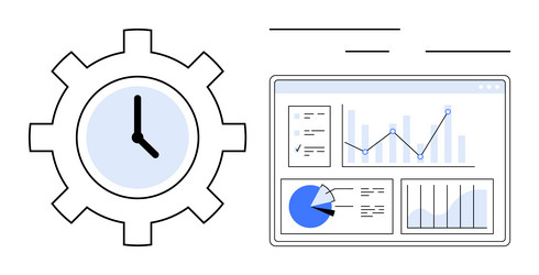 time management and data analysis represented vector image