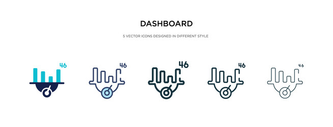 Dashboard icon in different style two colored vector