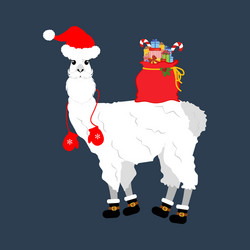 Festive Llama in Christmas Costume Vector Image