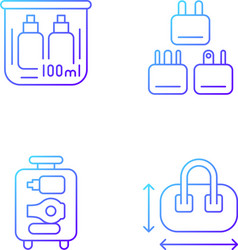 Portable travel essentials gradient linear icons vector