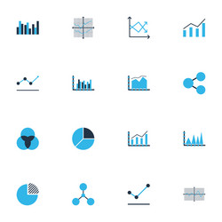 set of graphs diagrams and statistics icons vector image