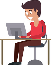 man using computer vector image