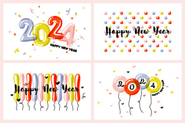 New year greeting card with balloons numbers 2024 vector