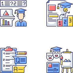 Questioning checklist rgb color icons set vector