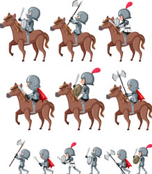 set of knight cartoon character on white Vector Image