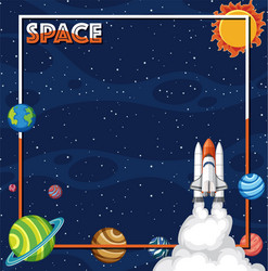 Space Background with Spaceship and Solar System vector image