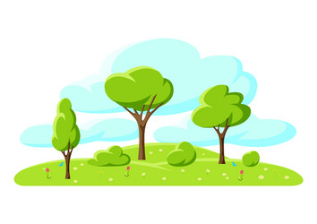 spring or summer background with stylized trees vector image