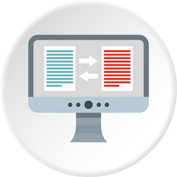 translation of text on computer icon circle vector image