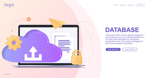 database with cloud server data set process vector image