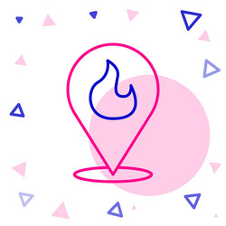 line map pointer with fire flame icon isolated vector image