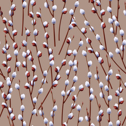 seamless pattern with willow branches spring vector image