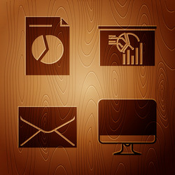 set computer monitor screen document with graph vector image