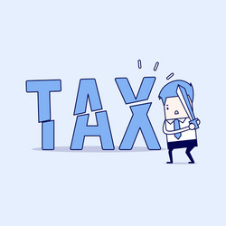 businessman cut tax with sword vector