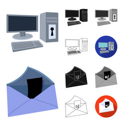 hacker and hacking cartoonblackflatmonochrome vector image
