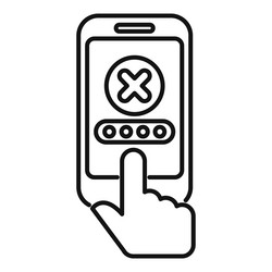 hand is using a smartphone and entering wrong vector image