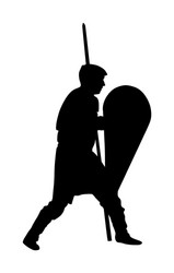 knight in armor with spear and shield silhouette Vector Image