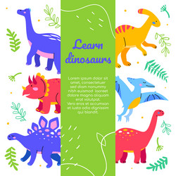 learn dinosaurs - flat design style web banner vector image