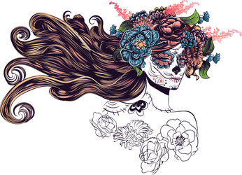 Day of the Dead Sugar Skull Girl Vector Image