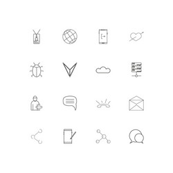 internet technologies linear thin icons set vector image