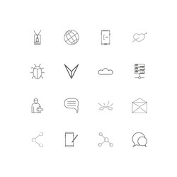 Internet technologies linear thin icons set vector