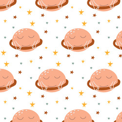 seamless pattern with planet in boho style vector image