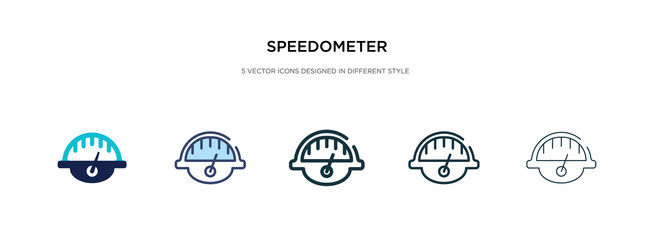 speedometer icon in different style two colored vector image