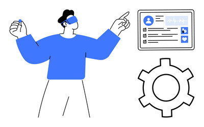 person using virtual reality for data interaction vector image