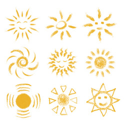 Chalk Sun Icons - Summer Theme Vector Image
