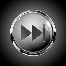 fast forward button 3d shiny gray icon for media vector image