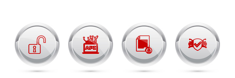 set line open padlock computer api interface vector image