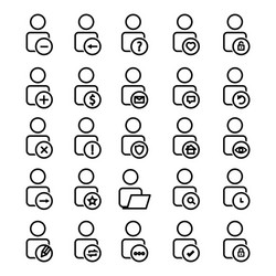 Set user line icon editable stroke simple mobile vector