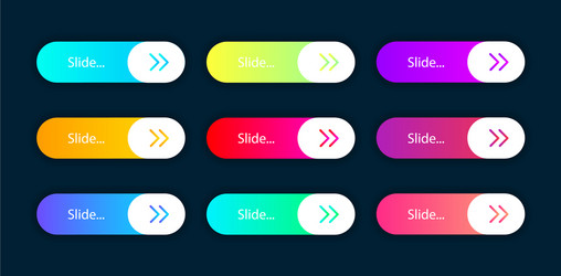 Colorful set buttons with gradient slide vector