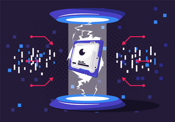 computer processor floating in air vector image