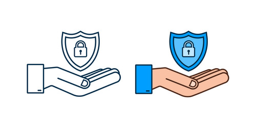 cyber security logo with shield and check vector image