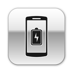 Black smartphone battery charge icon isolated vector