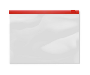 Plastic transparent zipper document bag vector