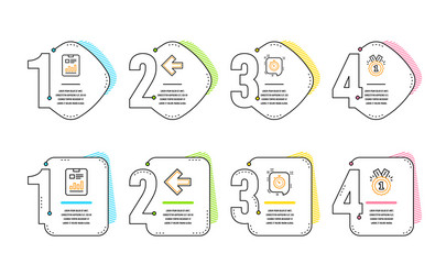 report document left arrow and timer icons set vector image