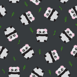 Seamless pattern panda bear on black background vector